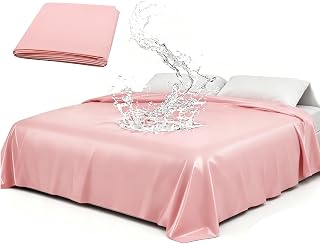 Waterproof Play Sheet,PVC Mattress Cover Stain,210 * 200CM,Pink | Couple Games Essential Oil Massage Supplies, Smooth Plastic Bed Cover for Adults, Pets, Incontinence