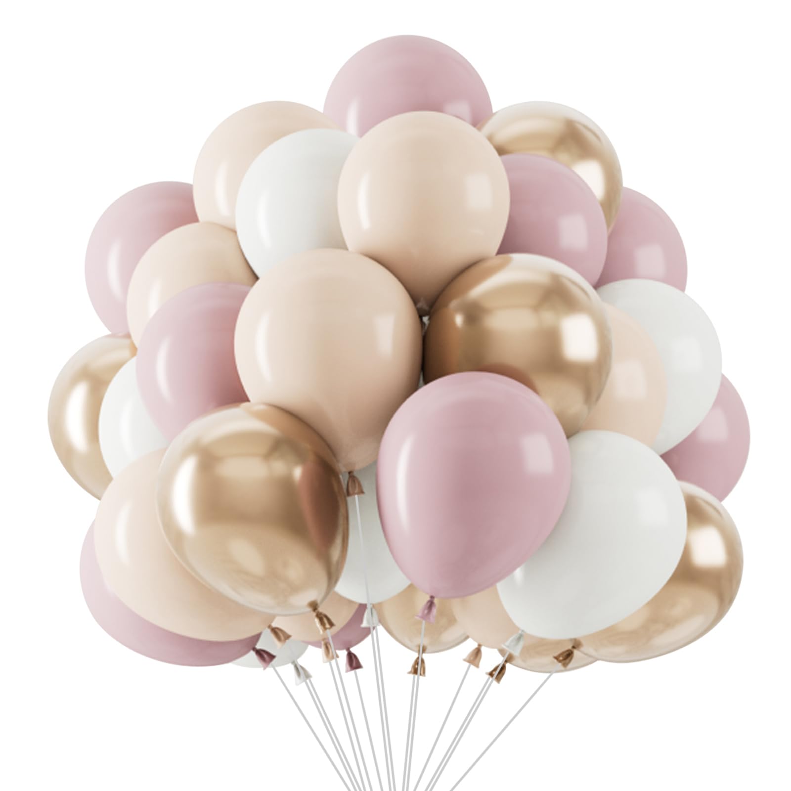 Dusty Pink Balloons, 68pcs 12Inch Retro Pink and White Balloons Cream Gold Ballo