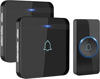AVANTEK Wireless Doorbell, 1300 ft Range, Waterproof, 2 Receivers, Black | 115 dB Volume, 52 Chimes, LED Flash, IP55 Waterproof Button, 3-Year Battery, Expandable Receivers, No Wi-Fi or Fees
