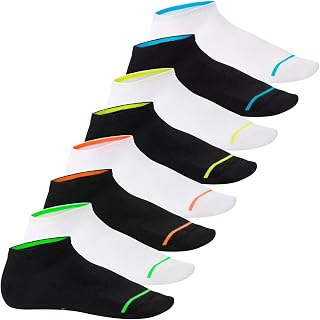 Celodoro Pack of 8 Pairs Unisex Black Neon Ankle Socks - Superior Comfort Quality