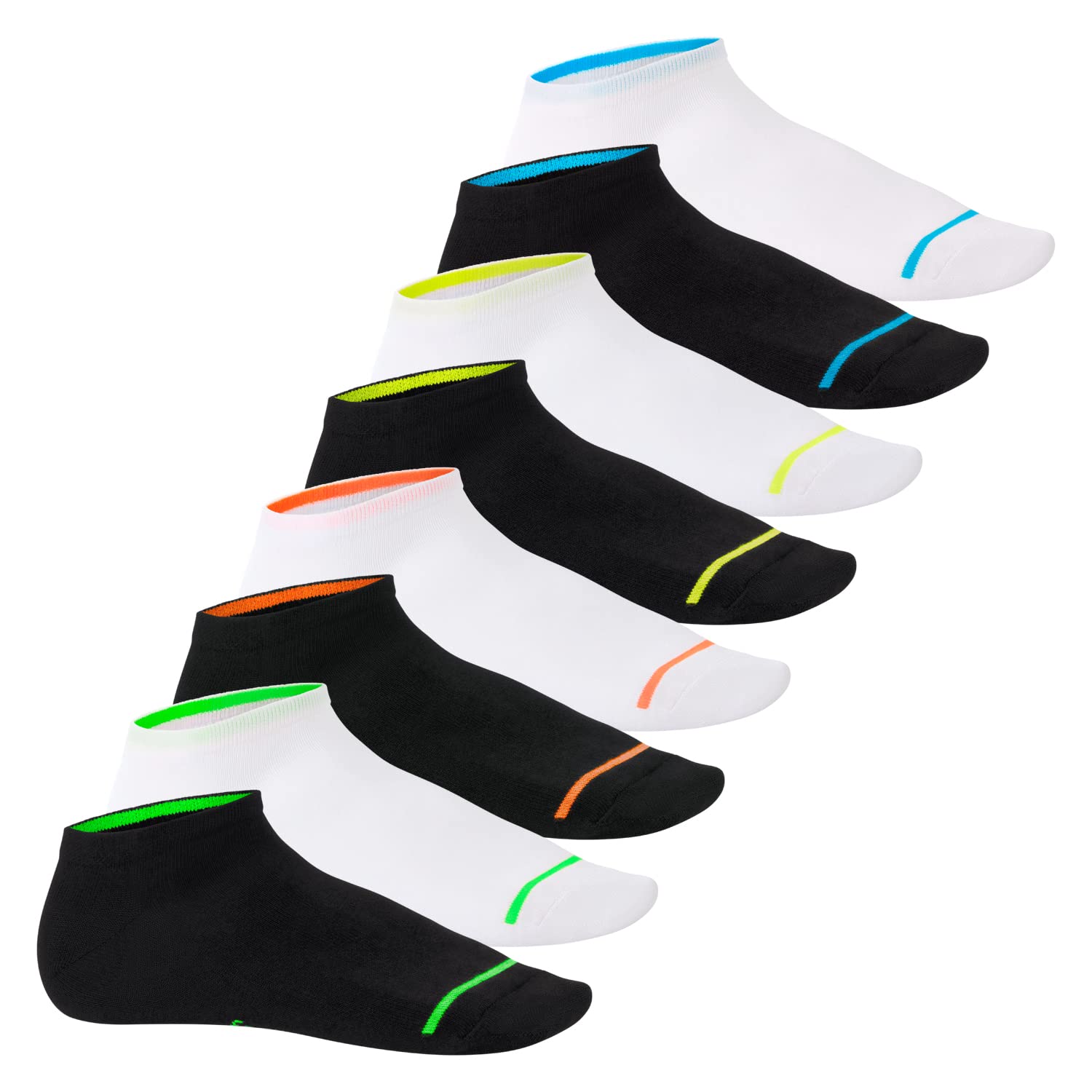 Celodoro Pack of 8 Pairs Unisex Black Neon Ankle Socks - Superior Comfort Qualit