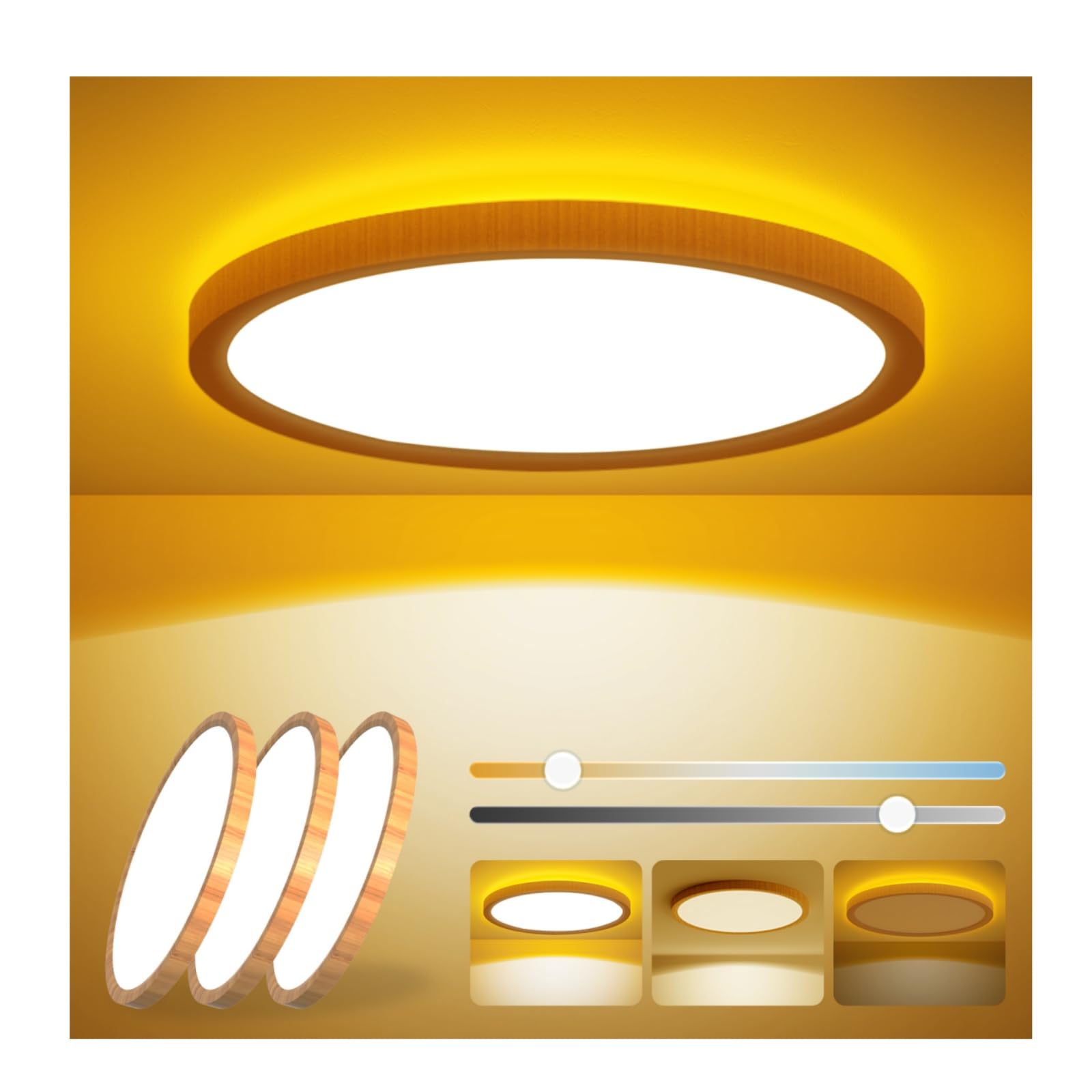 Antree Led Ceiling Light, 16.2 - 18.2 sq ft (6 - 8 tatami mats), Set of 3, Japan