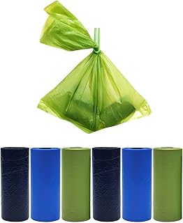 Dog Poop Bags, 6 Rolls, 90 Count, Green/Blue/Black, Pet Supplies