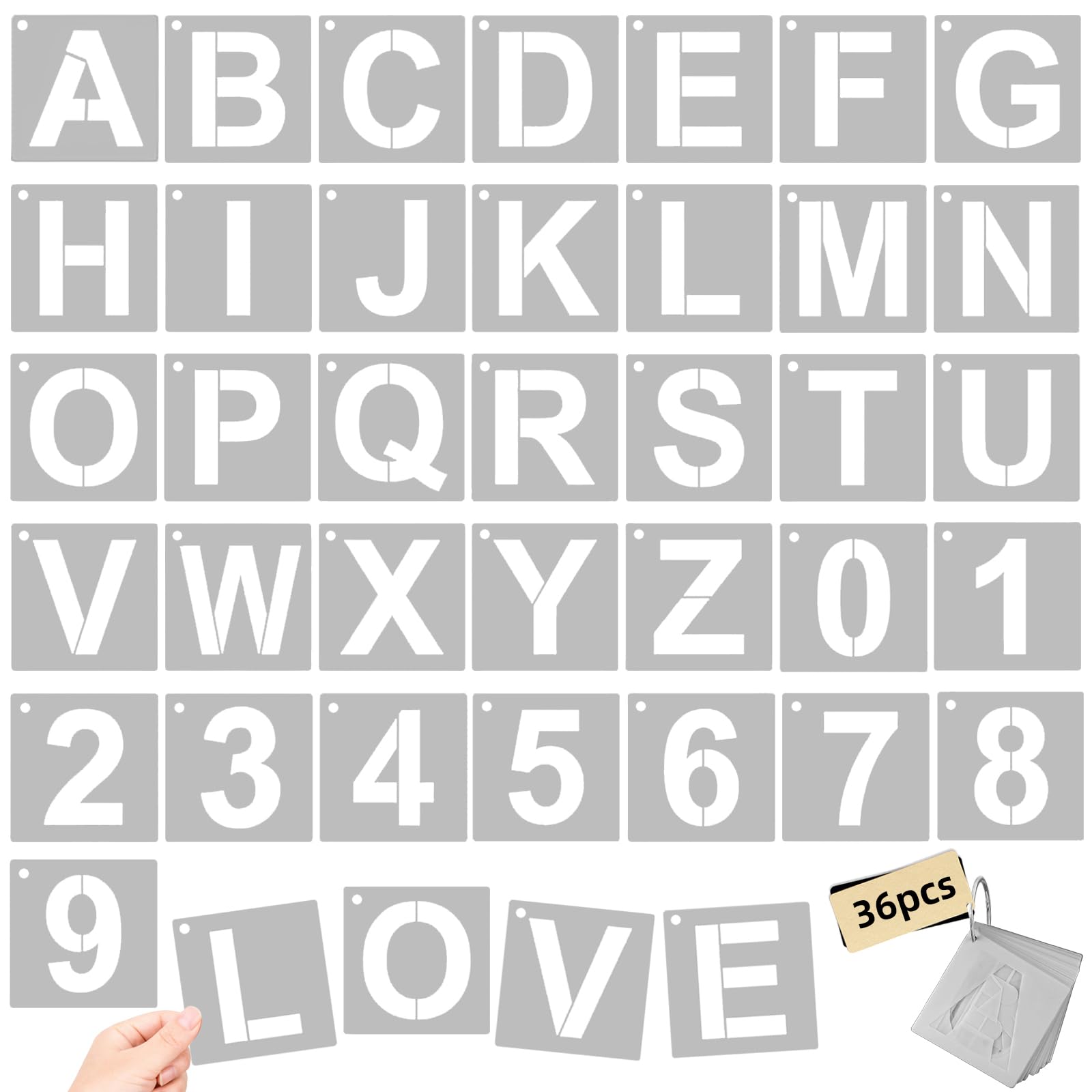 3 Inch Large Reusable Plastic Letter Stencils &amp; Number Stencil (Template 4 I