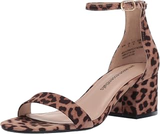 Amazon Essentials Women's Two Strap Heeled Sandals with Adjustable Ankle Strap, Padded Memory Foam Insole