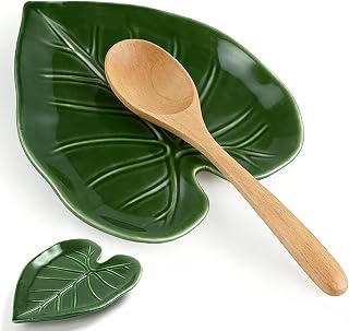 Cute Leaf Ceramic Spoon Rest for Stove Top and Kitchen Counter | Keeps Counters Clean • Green Kitchen Decor • Leaf Design • Kitchen Decor Gift • Cottage Core Decor