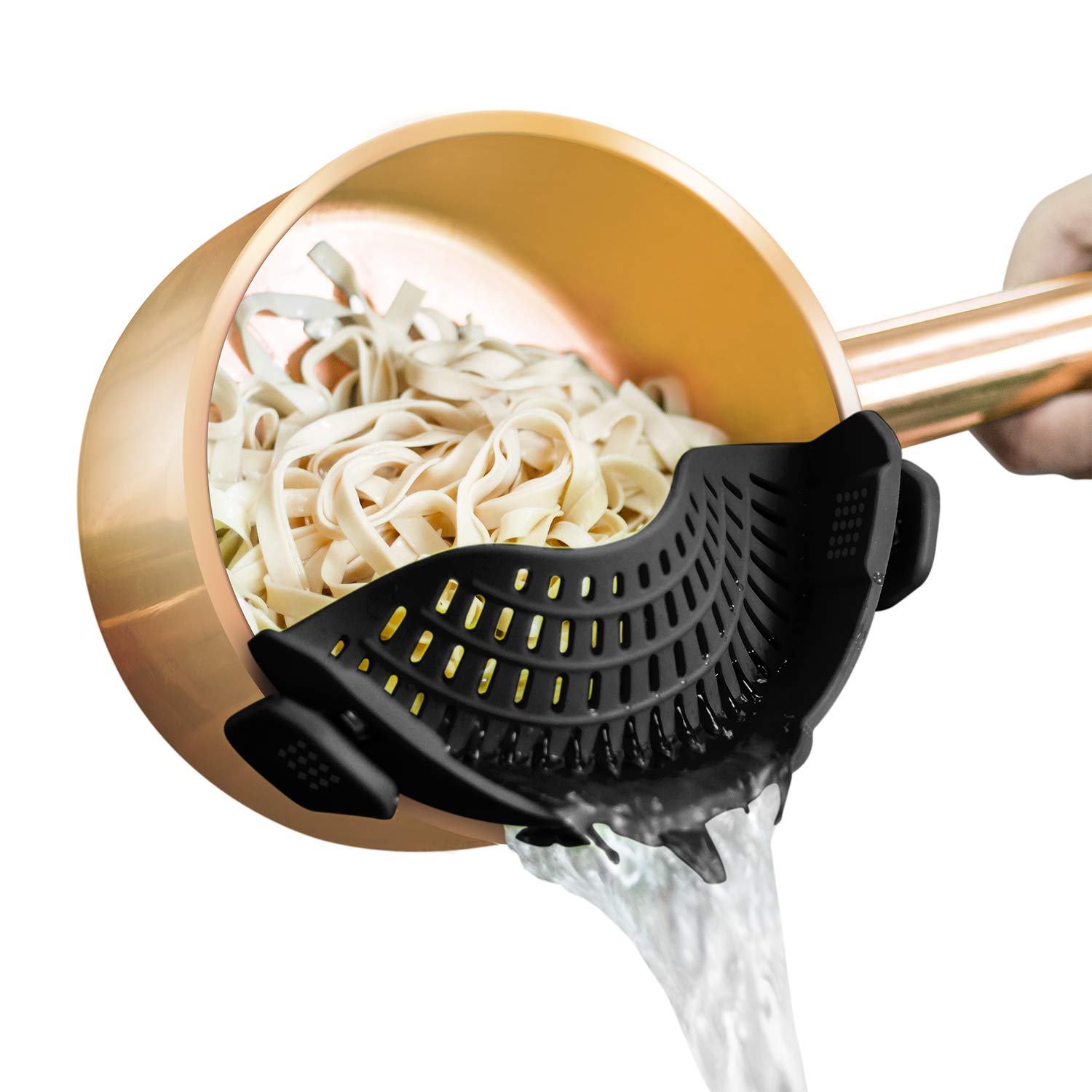 AUOON Clip On Strainer Silicone for All Pots, Standard 8.86 x 3.55in, Black | Fo