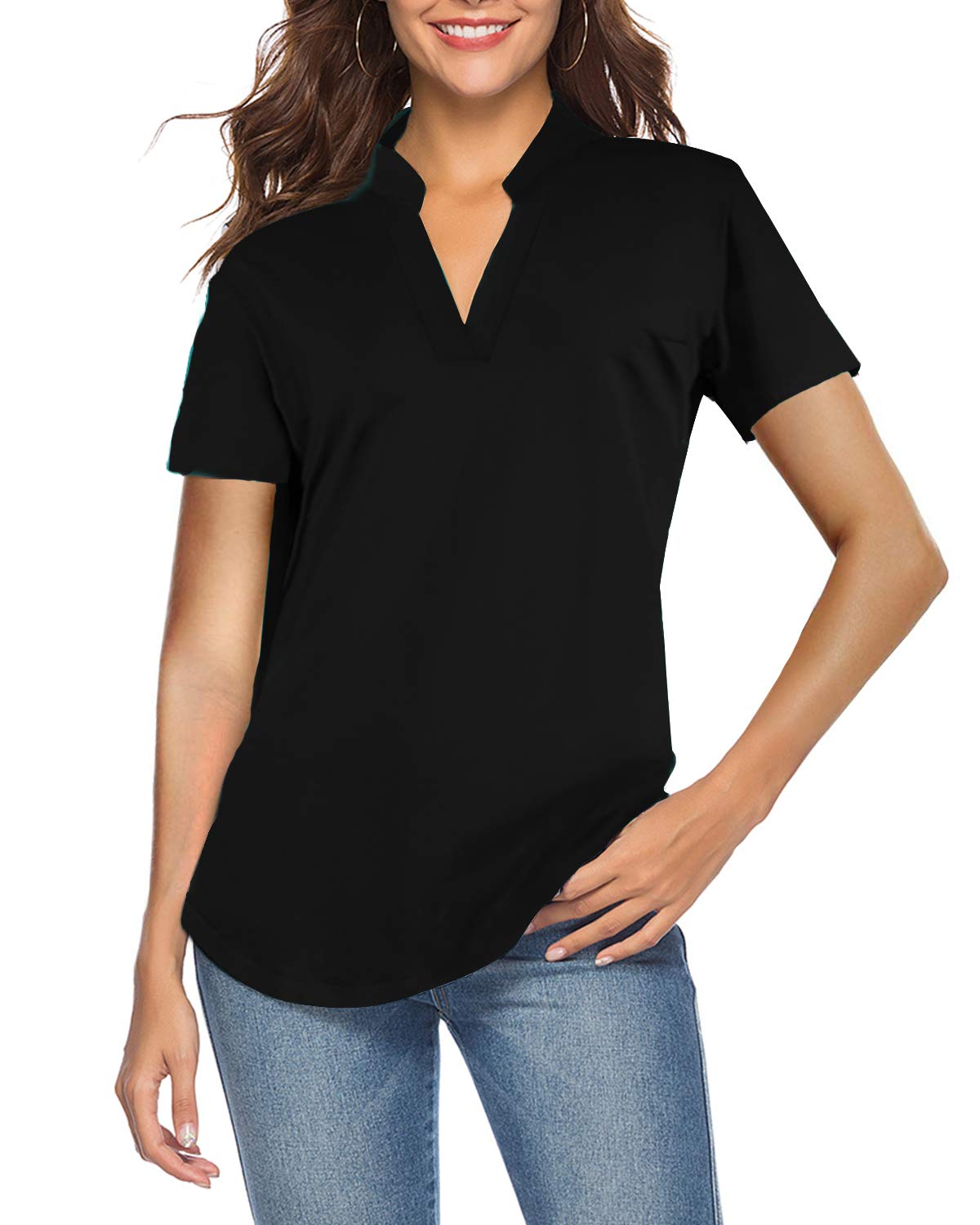 CEASIKERY Women's V-Neck Tunic Blouse Casual Shirt