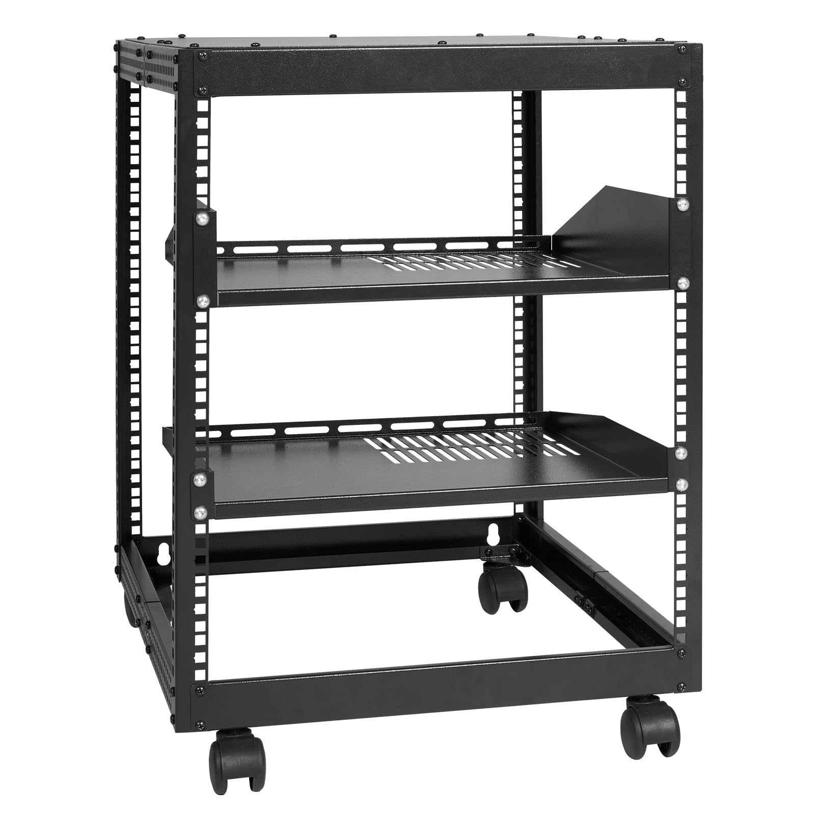VEVOR 12U Open Frame Server Rack, 23-40 in Adjustable Depth, Free Standing or Wa