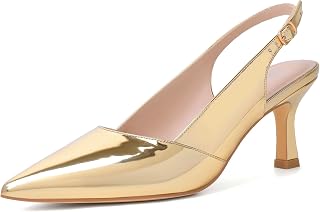 Mostrin Kitten Heels for Women with Closed Toe Back Strap Pumps for Women Wedding Party Commuter