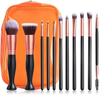 11 Pcs Professional Makeup Brush Set, Soft Bristles for Powder, Blush, Foundation, Eyeshadow, Concealer and Eyebrows, Ideal for Travel, with Storage Bag 17
