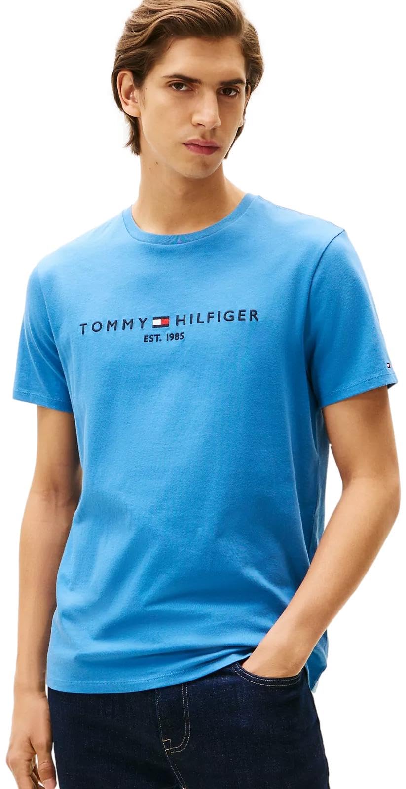 Tommy Hilfiger Tommy Logo Embroidered Crew Neck T-Shirt Regular Fit 2024 Collect