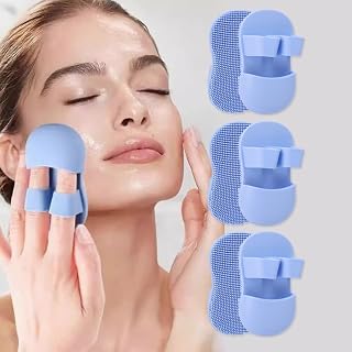 3pcs Soft Silicone Women Deep Cleansing Brush Face Blackhead Acne Removal Manual Facial Cleansing Brushes,8.5 * 5 * 2.5cm,Blue
