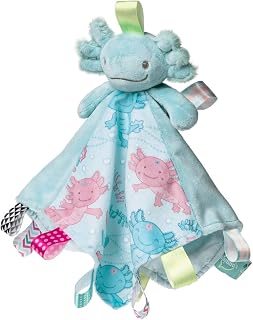 Taggies Stuffed Animal Lovey Security Blanket with Sensory Tags, 13 x 13-Inches, Fizzy Aqua Axolotl