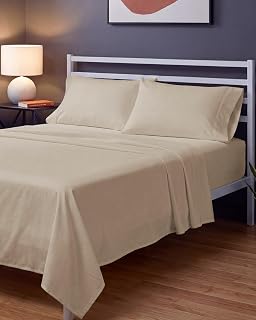 Sleepy Town 4 Piece Bed Sheet Set - Extra Soft, Cozy & Cooling - Easy Care - Shrinkage or Fade Resistant - Brushed Microfiber - Deep Pockets (Cream)