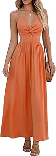 CUPSHE Women's V Neck Twisted Pleated Cutout Backless Formal Maxi Dress