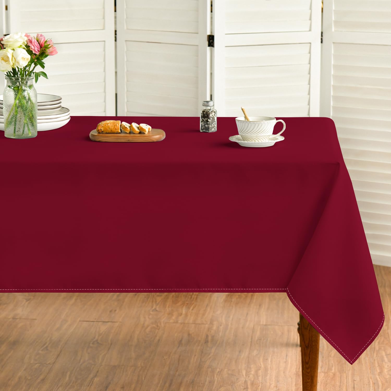 Polyester Tablecloth Rectangle Washable 52x70 Inch Burgundy for Wedding Party Pi