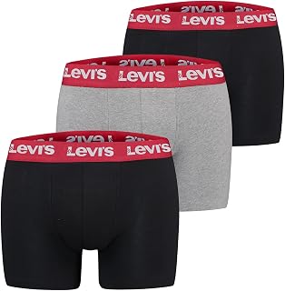 Levi'S Men's Repeat Logo Boxer Briefs (3-Pack), Black/Grey Combo