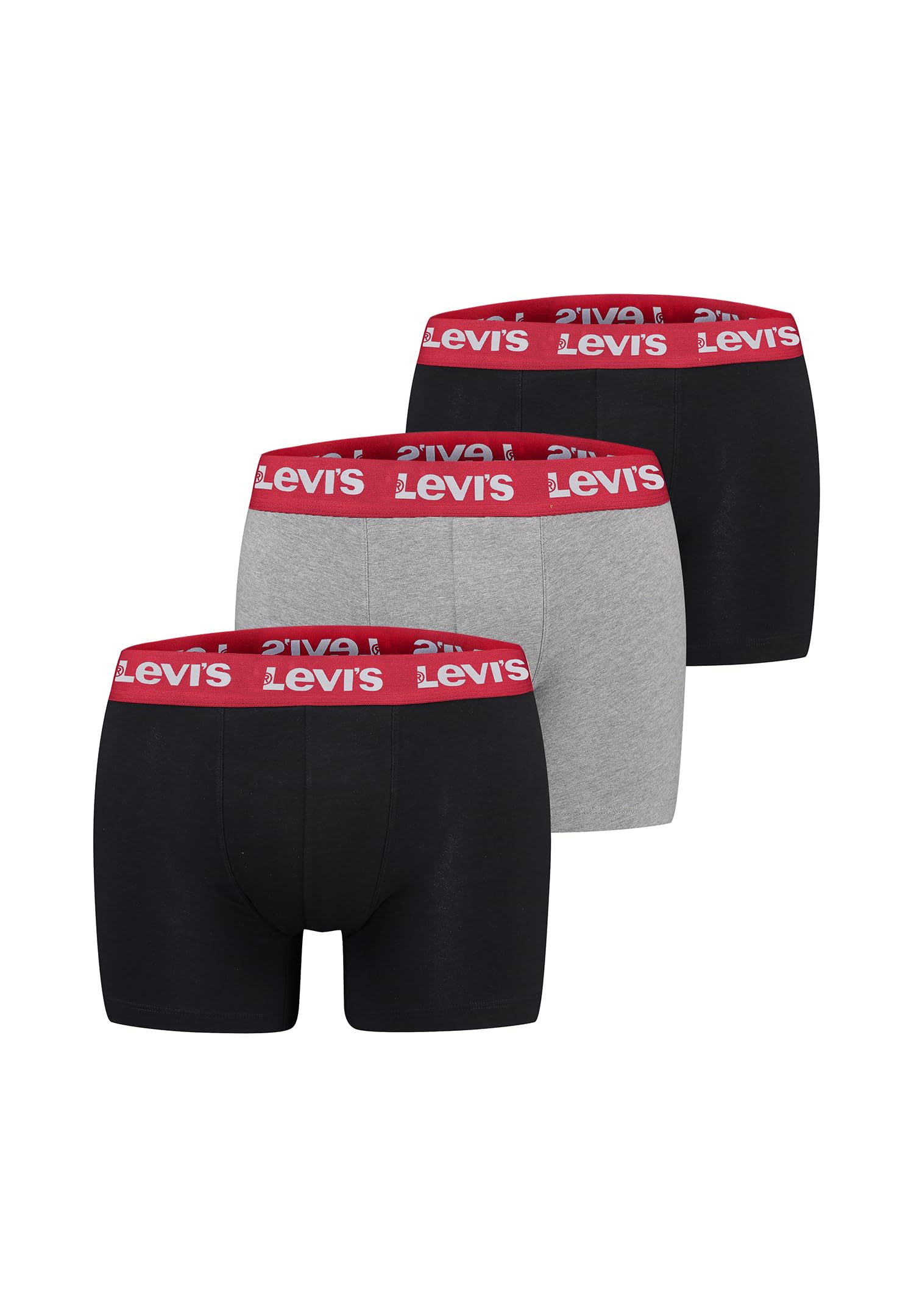 Levi'S Men's Repeat Logo Boxer Briefs (3-Pack), Black/Grey Combo