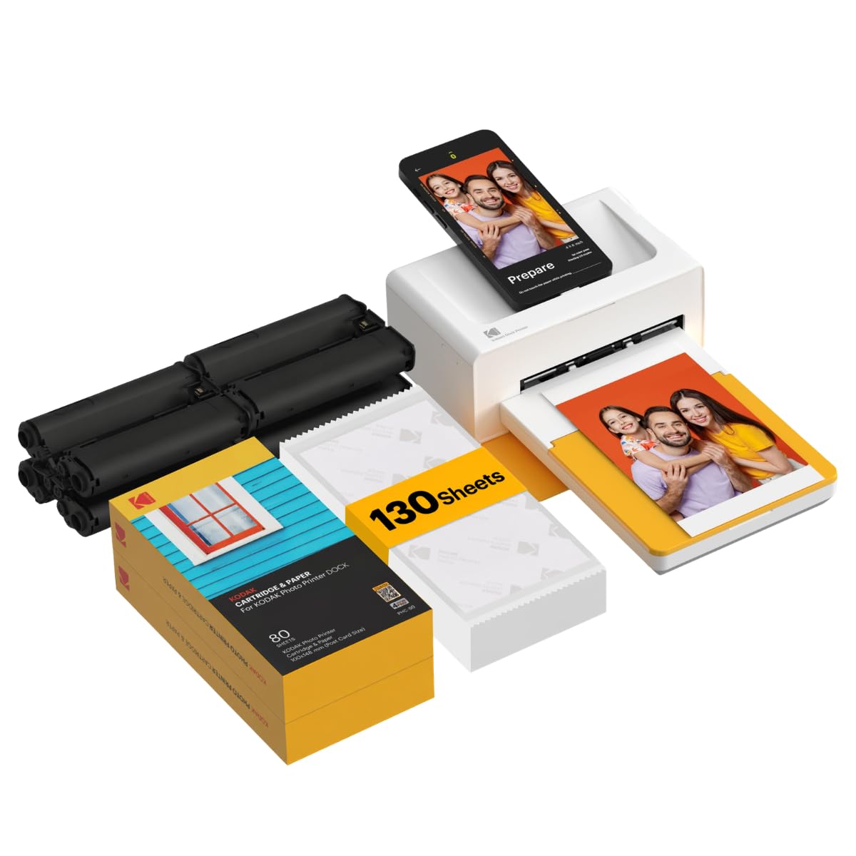KODAK Dock Plus 4x6 Photo Printer, Smartphone Docking, 4PASS, 130 Sheets