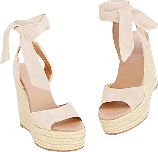 Women's Espadrilles Wedges Sandals Heels Open Toe Tie Lace Up Platform Ankle Strap Summer Dress Shoes