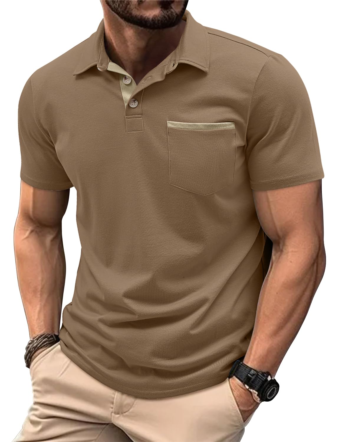 Casual Polo Shirts for Men Summer Short Sleeve Classic Fit Polo T Shirts Comfy G