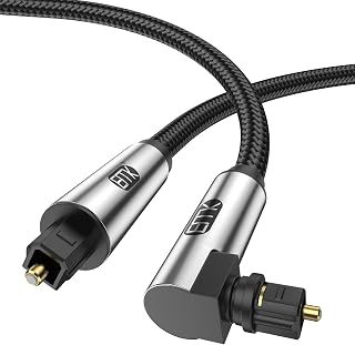 EMK 90 Degree Optical Cable 360 Degree Free-Rotating Fiber Optic Cable Toslink Male to Male Cable for Home Theater, Soundbar, Gaming Console, Speaker(33FT/10M)