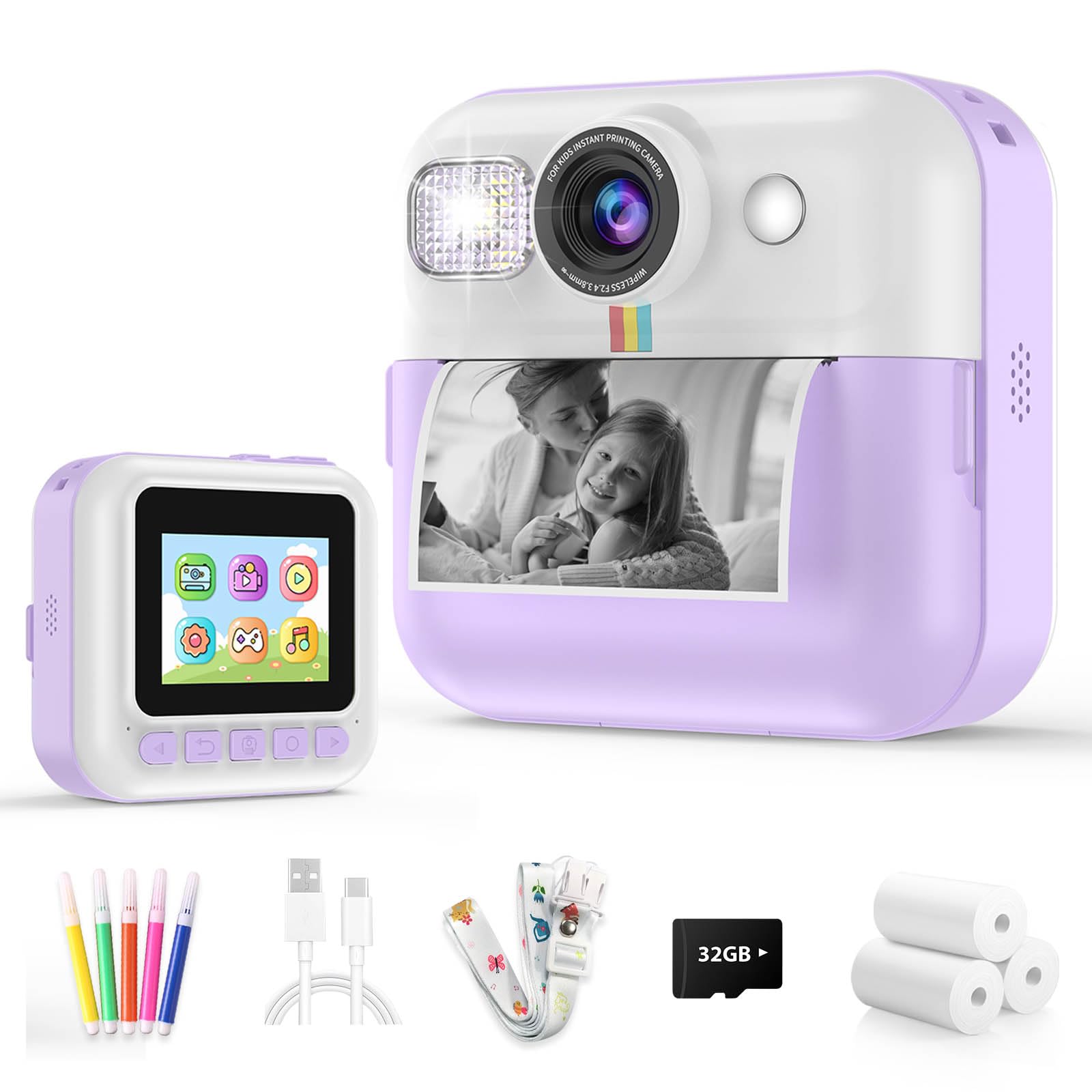 Kids Instant Print Camera, Christmas Birthday Gifts for Girls Boys Purple | Chil