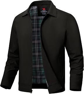 TBMPOY Mens Lightweight Waterproof Bomber Jacket Casual Windbreaker Full Zip Golf Dress Outerwear