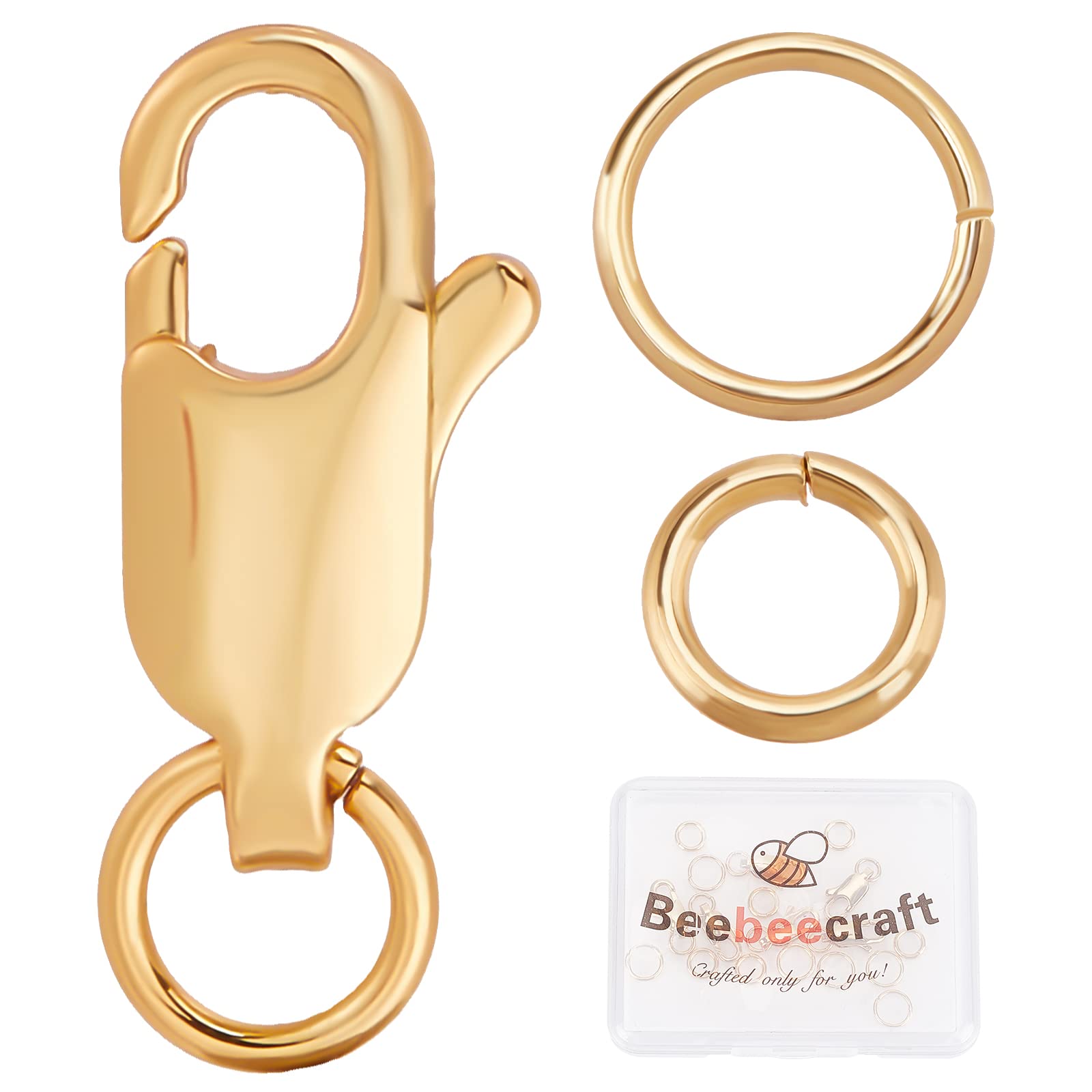 Beebeecraft 1 Box 6Pcs 18K Gold Plated Jewelry Lobster Clasp 0.6x0.24Inch Lobste