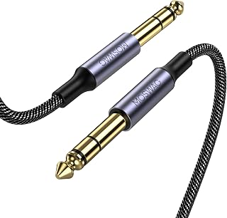 MOSWAG 1/4 TRS Guitar Lead 6.35mm Male to Male Instrument Audio Cable 1M | Stereo Balanced Audio Cord with Nylon Braided,OFC for Electric Guitar, Bass, Amp, Mixer, Keyboard, Pedal, Studio