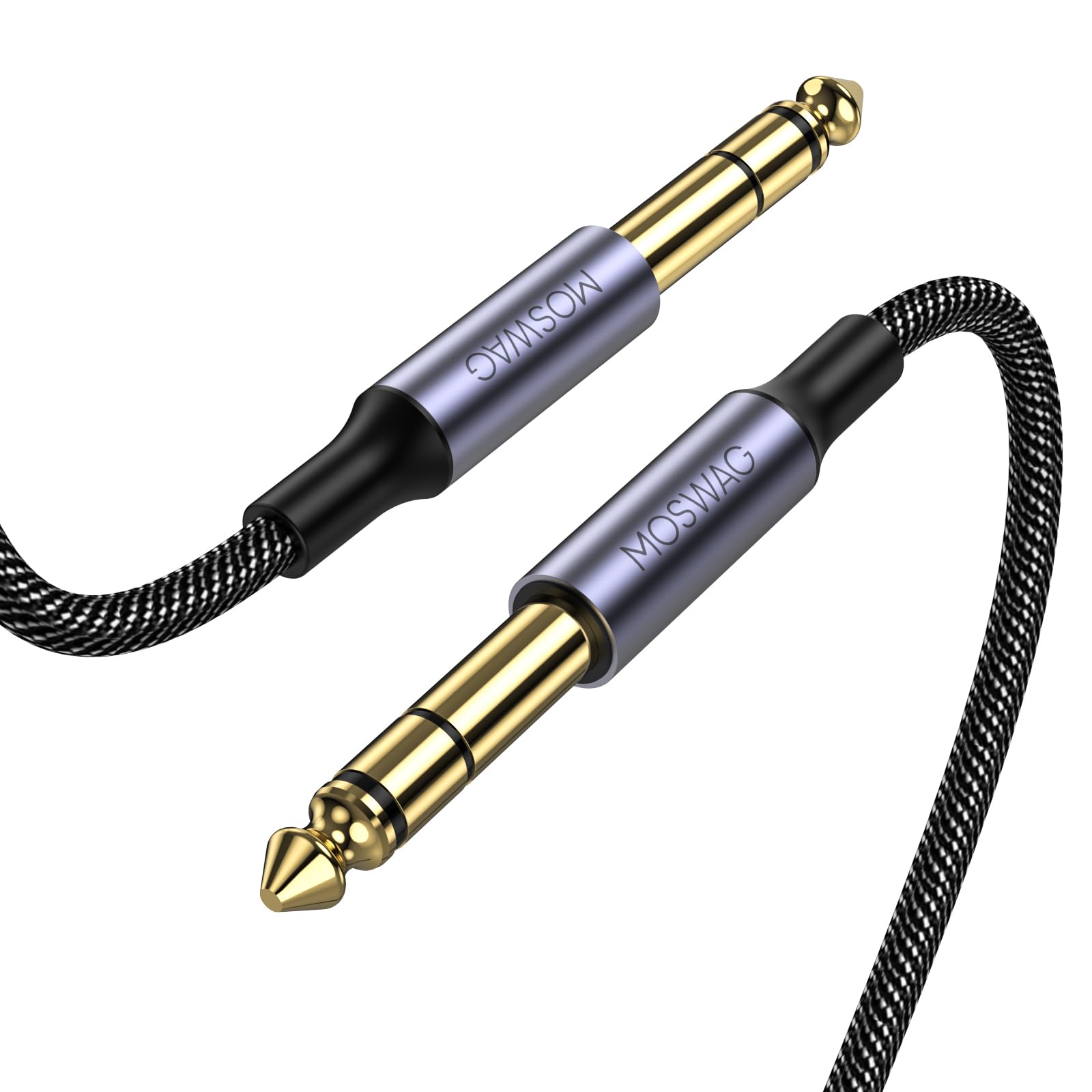 MOSWAG 1/4 TRS Guitar Lead 6.35mm Male to Male Instrument Audio Cable 1M | Stere