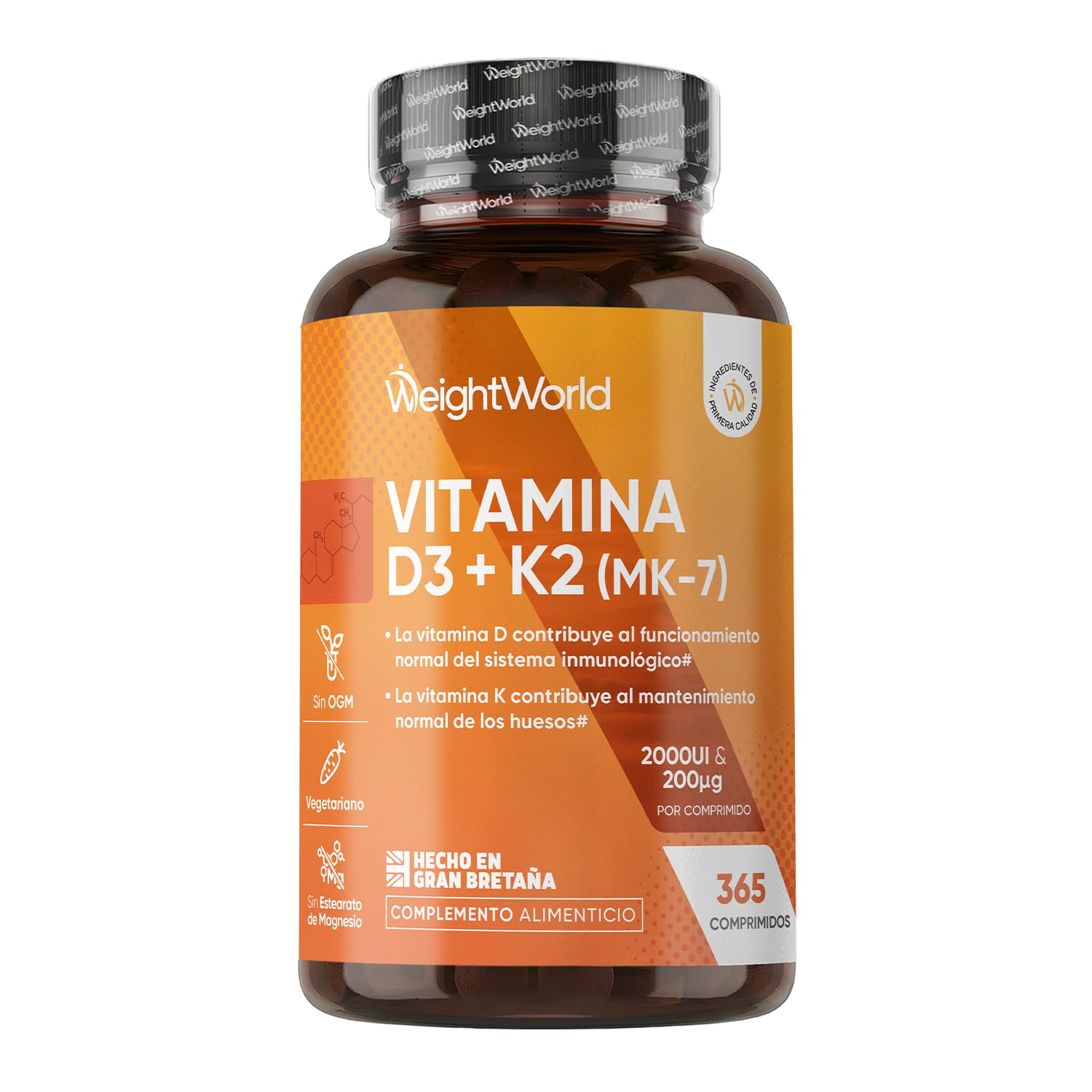 Vitamin D3 and K2 2000 IU + 200 µg - 365 Vitamin D and MK7 Tablets | 1 Year Supp