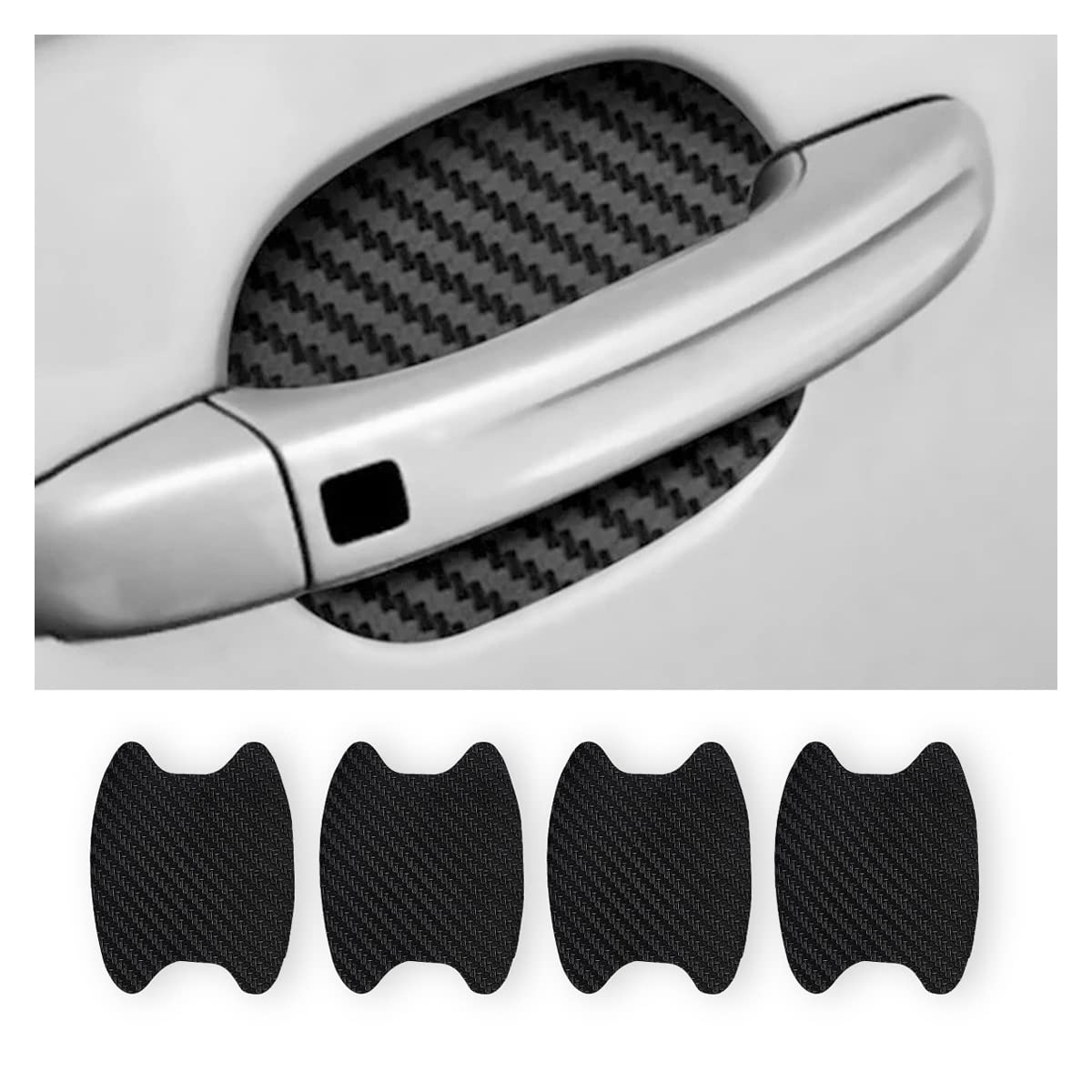 Blilo 4PCS Carbon Fiber Car Door Cup Protector Films, Black | non-marking protec