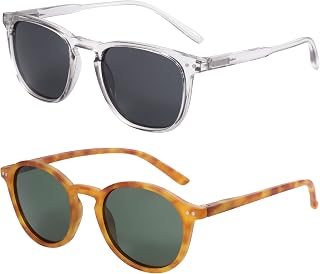 ZENOTTIC Polarized Sunglasses for Women Men: Retro Shades Round | Square Frame UV Protection 2 Pack