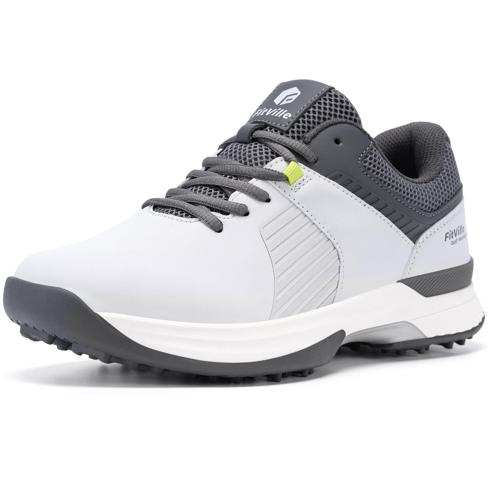 FitVille Wide Mens Golf Shoes for Men Outdoor Professional Spiked Golf Shoes Wat