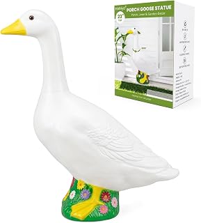 23" Large White Goose, Plastic Garden Décor, Vibrant and Clean Painted Goose Feet - Indoor or Outdoor Decorative Figurine for Garden, Patio, or Entryway Accent
