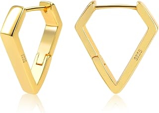Gold Silver Hoop Earrings Women U-Shape Rhombus Wave Octagonal Hoop Earring