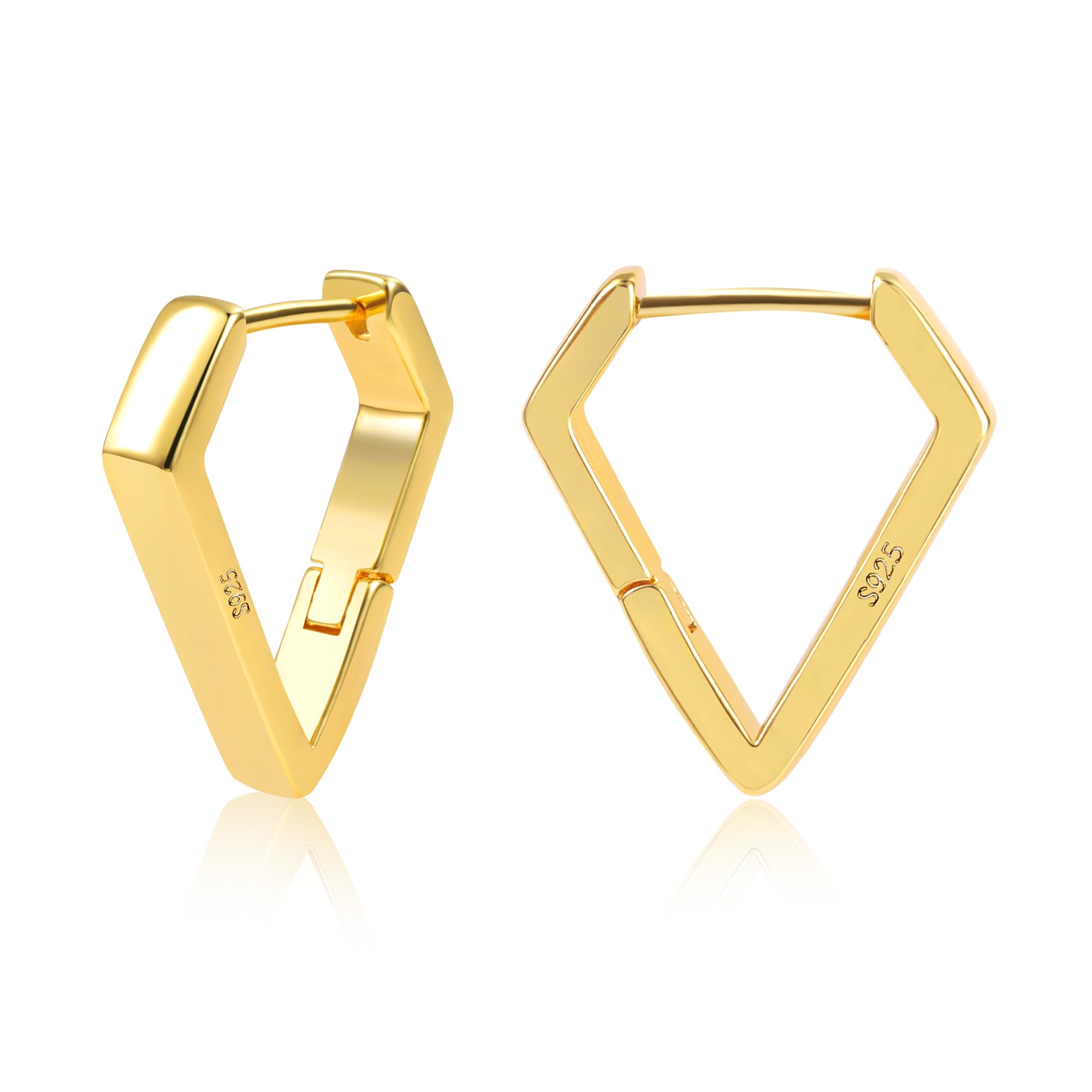 Gold Silver Hoop Earrings Women U-Shape Rhombus Wave Octagonal Hoop Earring