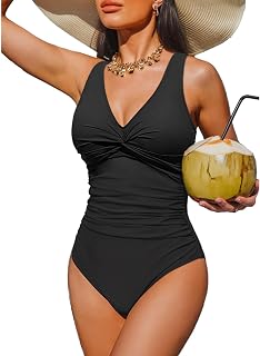Holipick Women's Tummy Control One Piece Swimsuit - Push Up Swimsuit Full Coverage Slimming Bathing Suit