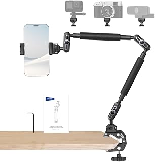 NEEWER 22" Magic Arm with Desk C Clamp, Overhead Camera Mount, UA057 | Articulating Mic Boom Arm 1/4" 3/8" Threads for ARRI, Desktop Stand Holder for Phone Microphone Webcam Action Cam Video Light