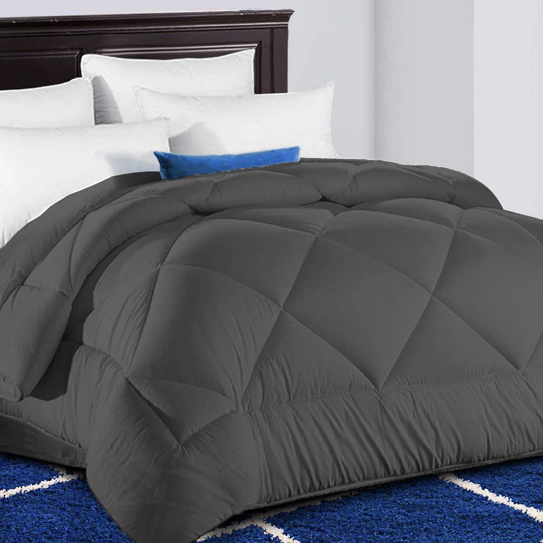 All Season King Size Comforter Grey,Winter Warm Thick Comforter for Night Sweats
