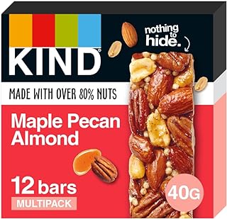 KIND Bars, Gluten Free Snack Bars, Maple Pecan Almond, High Fibre, Healthy Snack, No Artificial Colours, Flavours or Preservatives, Multipack 12 x 40g