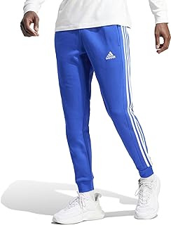 adidas Men's Essentials Fleece Tapered Cuffed 3-Stripes Pants, Semi Lucid Blue, X-Large