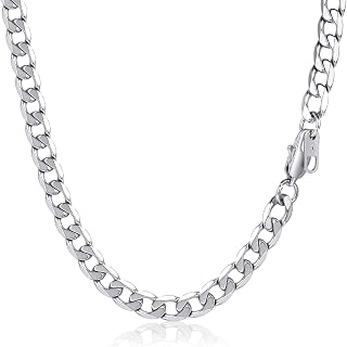 PROSTEEL Mens Curb Chain Necklace, Cuban Link Chains Silver/Gold Plated/Black, 4mm/6mm/9mm/13mm Width, 18"-30" Inches, Hip Hop Hypoallergenic 316L Stainless Steel Jewellery -Send Gift Box