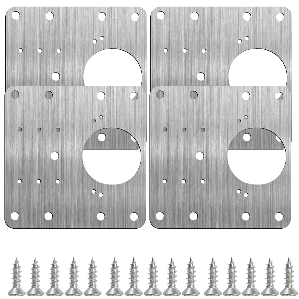 Stainless Steel Cabinet Hinge Repair Plate Kit Door Hinge Mounting Plate with Sc
