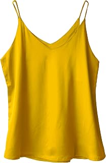 Wantschun Womens Satin Silk Camisole Cami V-Neck Vest Top Blouse Tank Shirt