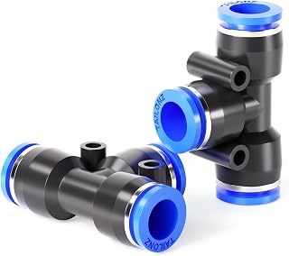 TAILONZ 10mm OD Plastic Tee Push-Lock Air Fitting PE (10Pcs) | 3-way tee, push-to-connect, leak-proof seal, durable plastic, for pneumatic systems.