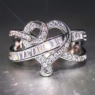 Novelty Heart Rings for Women Fashion Shiny Zirconia Finger Jewelry for Wedding