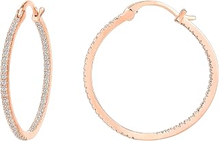 PAVOI 14K placcata argento 925 post Cubic Zirconia Orecchini a cerchio | Grande Rose Gold Hoops